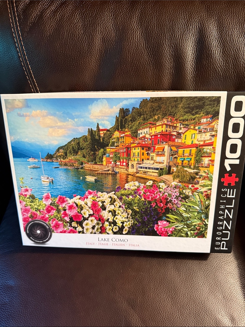 Eurographics 1000-Piece Lake Como Jigsaw Puzzle - Colorful Harbor Scene like new